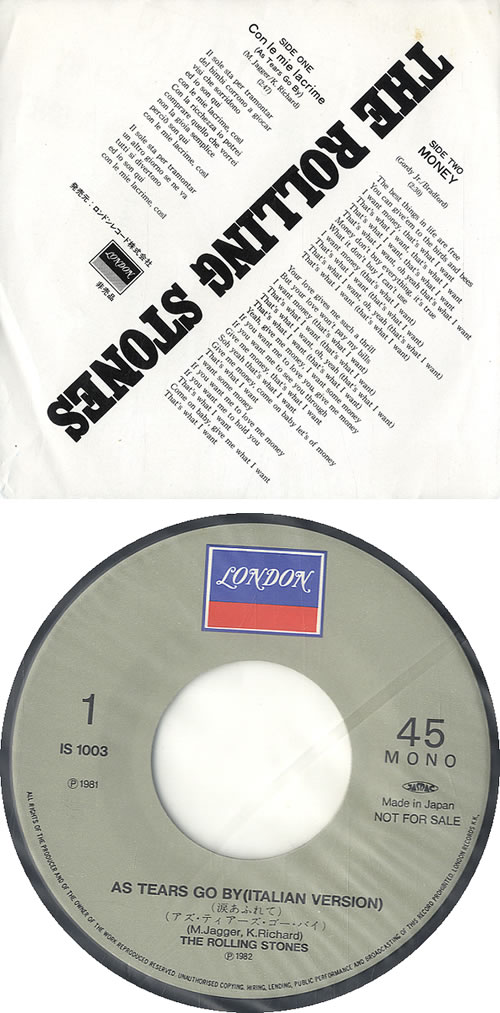 The Rolling Stones As Tears Go By - Italian Version Japanese